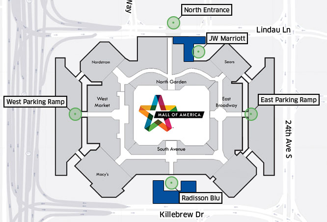 Map of MOA rideshare app pick-up and drop-off locations